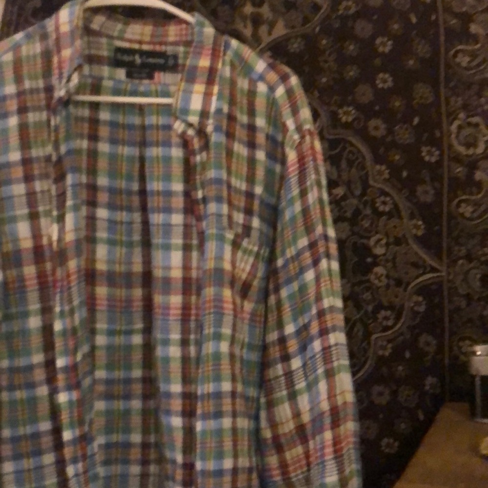 Ralph Lauren Multi-Plaid Linen Button Down L/S